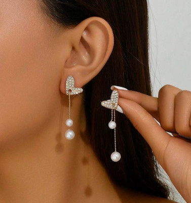 MAHADEV CREATION Pearl Earrings For Women Crystal Alloy Stud Earring