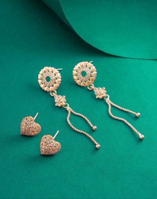 Anscreation Elegant Latest Fashion Rose gold Contemporary Stud Earrings for Women & Girls. Cubic Zirconia Alloy Stud Earring, Drops & Danglers