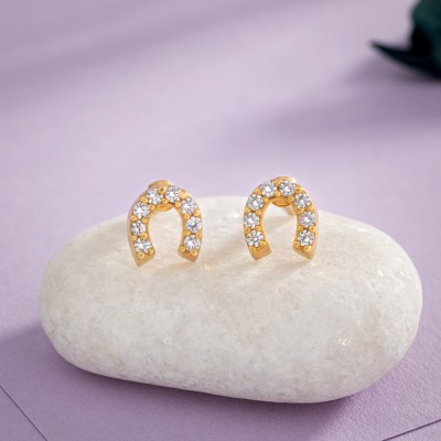 SORELLII A Pair of Golden Earrings with Diamonds Cubic Zirconia German Silver Ear Thread