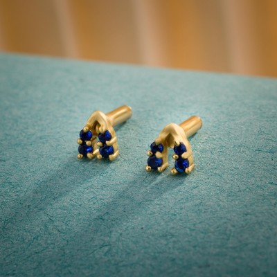 SORELLII A Pair of Golden Earrings with Diamonds Cubic Zirconia German Silver Stud Earring