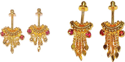 Adhira's Latest Maharashtrian Bugadi Designs Golden Bugdi Earrings Pack of 2 Alloy Clip-on Earring
