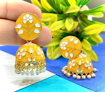 Jeweave Lightweight Meenakari Jhumkas | Stylish Traditional Earrings for Girls Alloy Jhumki Earring
