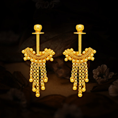 LUV FASHION Traditional Micron Gold Plated Maharashtrian Style Bugadi Earrings Pack Of 1 Brass Ear Thread