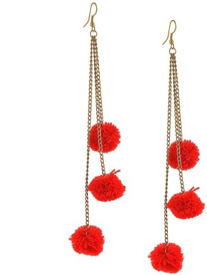 FashMade FK-Red 3 Tassel Earring Fabric Tassel Earring