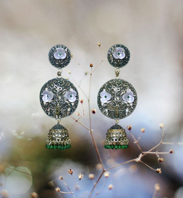 Ashu collection Green butterfly Metal Jhumki Earring, Drops & Danglers
