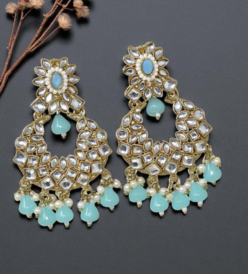 Meira Jewellery Kundan and Stone Studded Designer Heavy Earring Brass Drops & Danglers