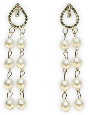 Dtach Elegant Pearl Drop Earrings Beads Stone Drops & Danglers