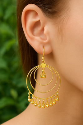 KarishmaCrafts Hoop Earrings with Dangling Beads for Women Party Wear Fashion Jewelry Alloy Hoop Earring