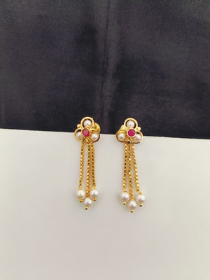 KAKOSHI IMITATION WOMEN EARRING Ruby, Beads Brass Drops & Danglers