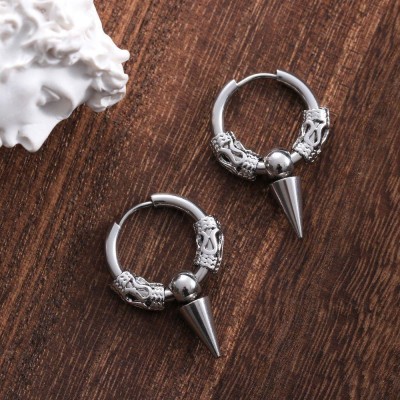 Salty Men & Boys Dagger Silver (1 Pc) Stainless Steel Hoop Earring