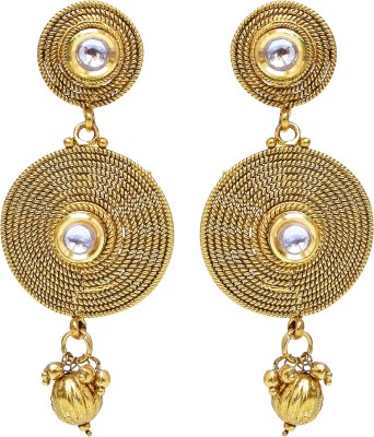 Lucky Jewellery Lucky Jewellery Golden White Stone Partywear Earring Alloy Drops & Danglers