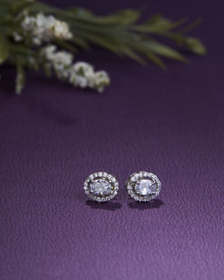 Opal Touch Luminous Frost Opal Studs Cubic Zirconia Brass Stud Earring