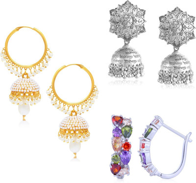 Sukkhi Exotic Crystal Oxidised & Earring Combo Set of 3 for Women Alloy Earring Set