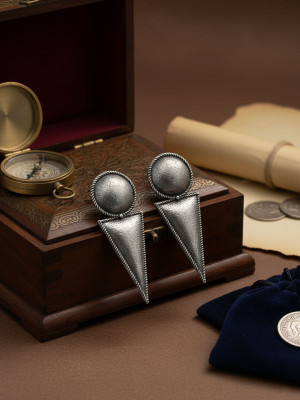 Fashion Fusion German Silver Geometric Earrings German Silver Earring Set