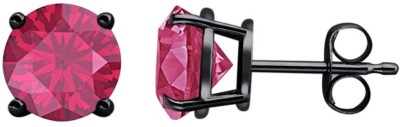 tusakha 0.20 Ctw Round Cut 14K Black Gold Finish Ruby Sterling Silver Stud Earring