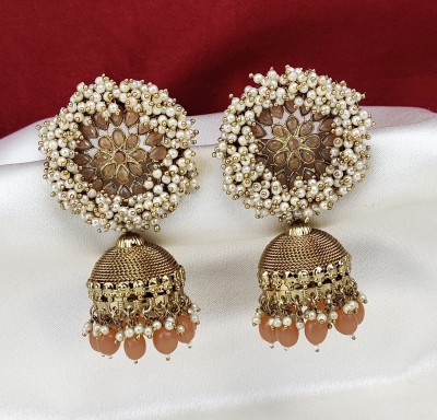 Orbis Earrings -Brown Beads Alloy Jhumki Earring