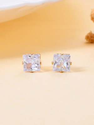 Silvermerc Designs American Diamond(AD) Earrings Cubic Zirconia Brass Stud Earring
