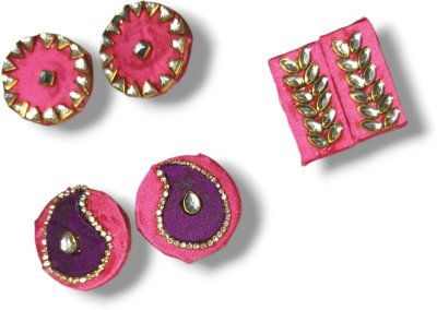 DIPRIYA GALLERY PINK PURPLE COMBO PACK OF 3 Fabric Stud Earring