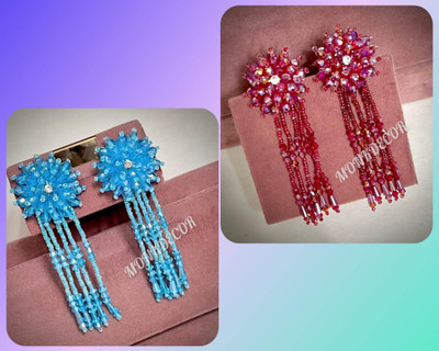 MONKDECOR Elegant Chandelier Design Earrings Pack of 2 Colors Alloy Drops & Danglers