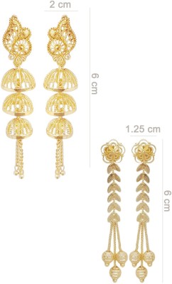 shriliya Traditional Gold Plateded 3 Layer Jhumki & Leaf long Ear ring for Girls & Women Brass, Alloy Drops & Danglers, Earring Set, Tassel Earring, Jhumki Earring