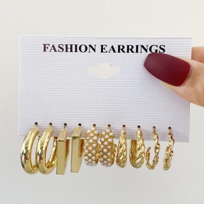 FFSTYLE Fashionable korean style earrings set ( combo of 5pair ) Alloy Earring Set