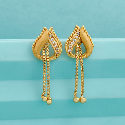 VESTURE KNOT American Diamond Earrings With Latkan Cubic Zirconia Brass Drops & Danglers