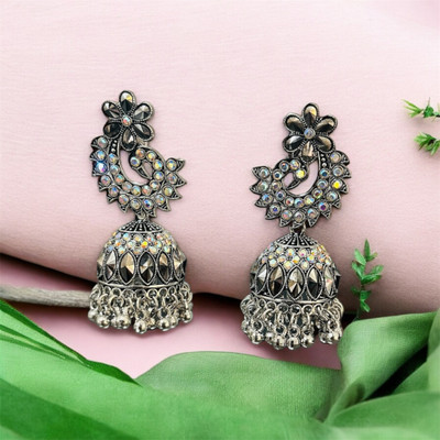 VIGILANTEE Premium Eye Catching Traditional Peacock Jhumka Earrings For Girls And Women Alloy Earring Set