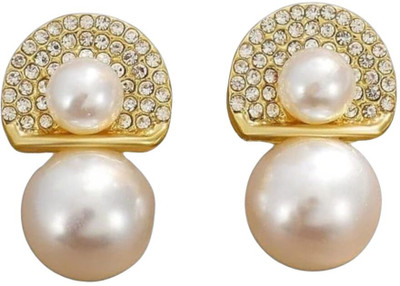 nari nava Elegant & Crystal Pearl Alloy Stud Earring
