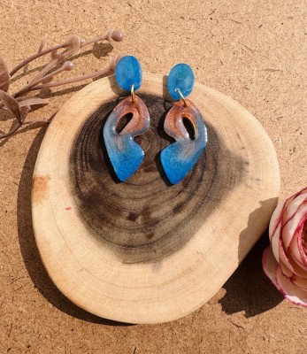 ReverseWheel ReverseWheel Handmade Blue & Red boho Resin Earrings for Women & Girls Resin Drops & Danglers