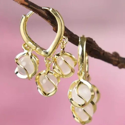 LifeLily Korean Earrings Beads Alloy Drops & Danglers