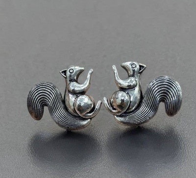 Kavi Traders Collection Silver Squirrel Alloy Stud Earring
