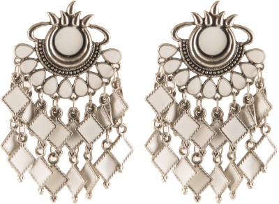 Khushi's Elegant Oxidized Afghani Layered Earrings for Women and Girls Brass, Enamel, German Silver Drops & Danglers