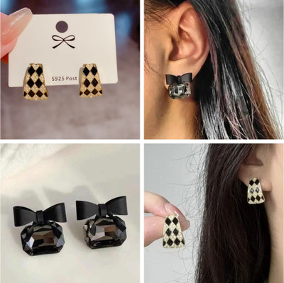 LOVIA BY HM BLACK BOW HEART EARRINGS COMBO FOR GIRLS, KOREAN EARRINGS, CUBIC ZIRCONIA Cubic Zirconia, Crystal Alloy, Brass Huggie Earring, Earring Set, Plug Earring, Rhinestone Studs, Drops & Danglers LOVIA BY HM BLACK BOW HEART EARRINGS COMBO FOR GIRLS, KOREAN EARRINGS, CUBIC ZIRCONIA Cubic Zirconia, Crystal Alloy, Brass Huggie Earring, Earring Set, Plug Earring, Rhinestone Studs, Drops & Danglers