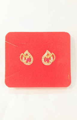 Minimel Earing Amethyst Brass Stud Earring