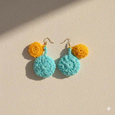 Rachna Handmade Work Handmade Crochet Earrings for Women & Girls | Colorful Woolen Art Jewelry Cotton Dori Drops & Danglers