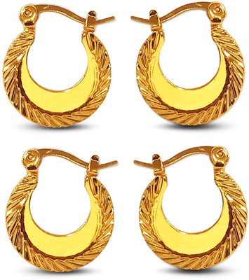house of common 2 Pair Gold Clip On Punk Barbell Press Screw Pierced Nattiyan Linning Stud/Hoop Stainless Steel Clip-on Earring