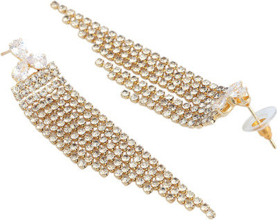 Dressberry Gold Plated Stunning and Sparkling Rhinestone Studded Earrings for Women & Girls Brass Stud Earring