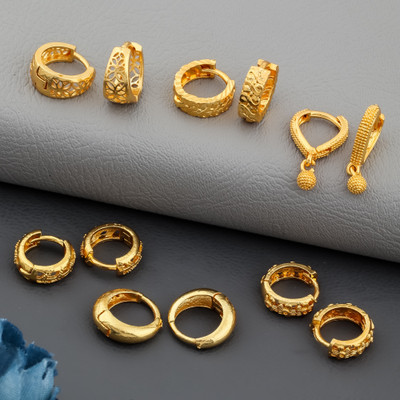 Weroxa Combo of 6 Brass Huggie Earring