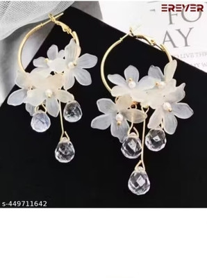 RISHASTYLE Flower motive and AD stone earrings for girls and women Zircon Alloy Drops & Danglers