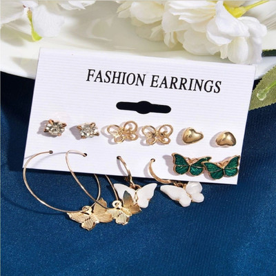 Ruhi Collection Korean Stylish Titanium Plated Unique Drop, Tiny and Studs Set Combo Earring Cubic Zirconia Alloy Drops & Danglers, Stud Earring, Plug Earring