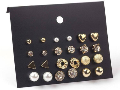 Trendmakerz Korean Earring Studds Combo Set of 12 Crystal Alloy Earring Set