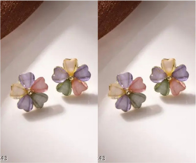 RISHASTYLE Multi colour earrings for girls and women combo of Two Zircon Alloy Stud Earring
