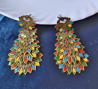 FIABLE COLLECTION Gorgeous Colorful peacock Jumaki Earring Cubic Zirconia Cubic Zirconia Alloy Jhumki Earring