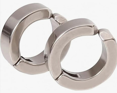 Vedansh Piyush Enterprises Stylish Silver Colour Magnetic Unisex Hoop Stud Earrings Stainless Steel Hoop Earring