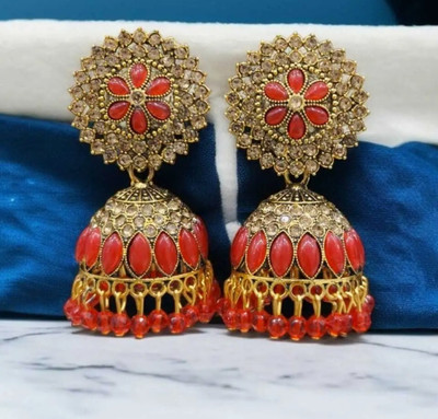 maanya Wedding Traditional Jhumka earrings for girls women Crystal Alloy Jhumki Earring