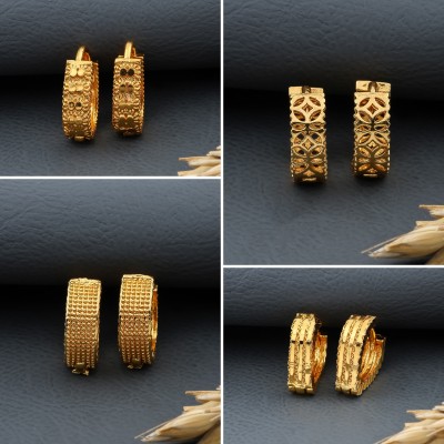 Weroxa Combo Of 4 Brass Huggie Earring