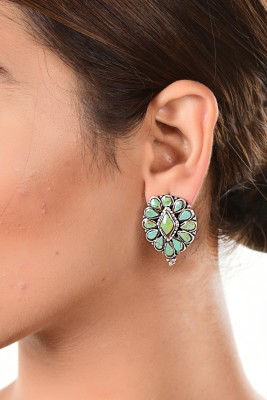 Silver Mountain Silver Tibetian turquoise earring stud Silver Clip-on Earring