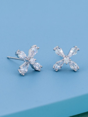 Kushal's Fashion Jewellery White Rhodium Party Stud Earring Zircon Copper Stud Earring