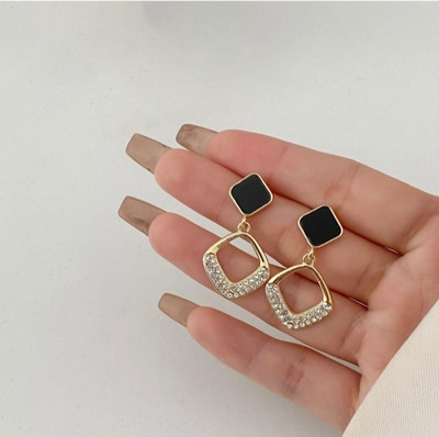 RV YUWON Black Square Earrings & Studs Cubic Zirconia Alloy Stud Earring