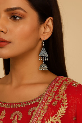 MIRA CREATION Oxidized Silver Triangle Jhumka Earrings for Women & Girls Alloy Drops & Danglers, Earring Set, Hoop Earring, Jhumki Earring